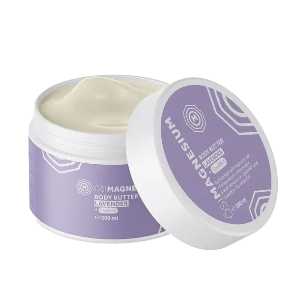 Magnesium Body Butter – 100% natuurlijk met lavendel en OptiMSM, voor soepele spieren en huidverzorging van OsiMagnesium.