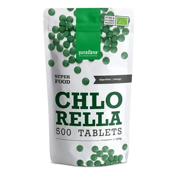 Chlorella Tabletten – Biologische alg rijk aan chlorofyl, ondersteunt energie en ontgifting, van Purasana Wellness