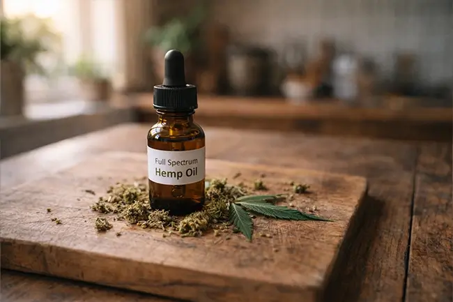 Full spectrum CBD olie met verschillende soorten cannabinoïden, terpenen en plantstoffen