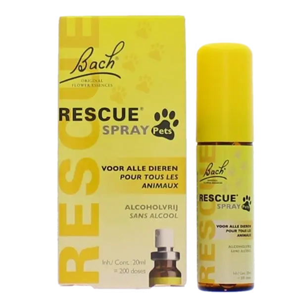 Bach RESCUE Pets Spray – Natuurlijk supplement, alcoholvrij en ideaal voor stressvolle momenten zoals vuurwerk of een dierenartsbezoek.