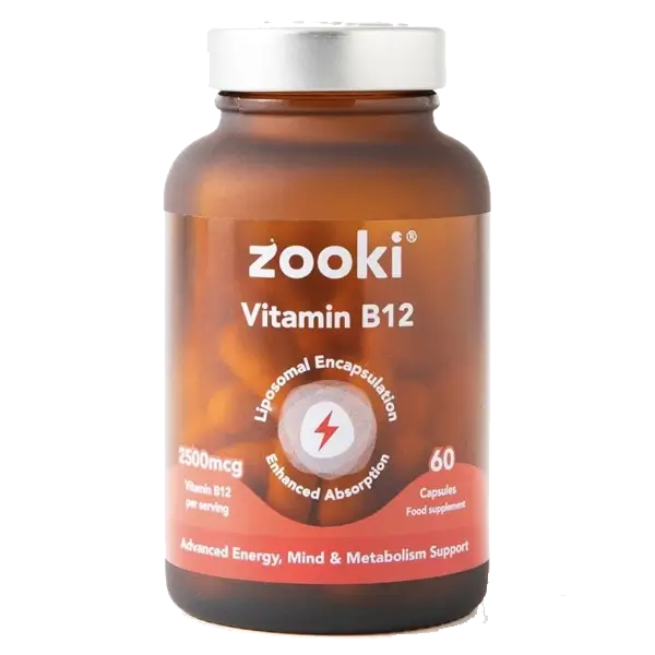 Liposomale Vitamine B12 – Zooki capsules voor verhoogde energie, zenuwondersteuning en immuunsysteem, vegan en glutenvrij