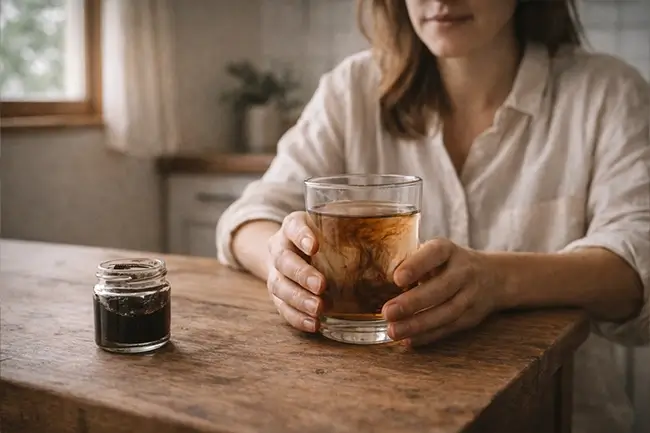 Samenstelling van shilajit met fulvinezuur en mineralen