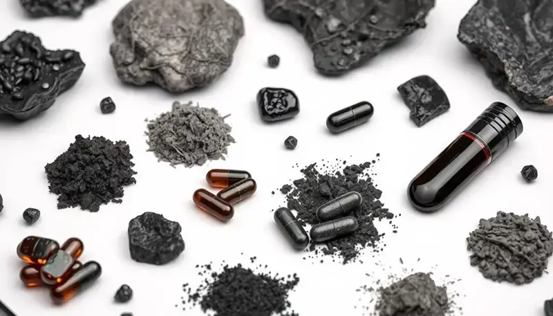 Vergelijking van Shilajit resin, poeder en capsules