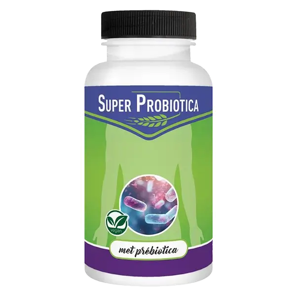 probiotica supplement met prebiotica en enzymen in vegan capsule verpakking