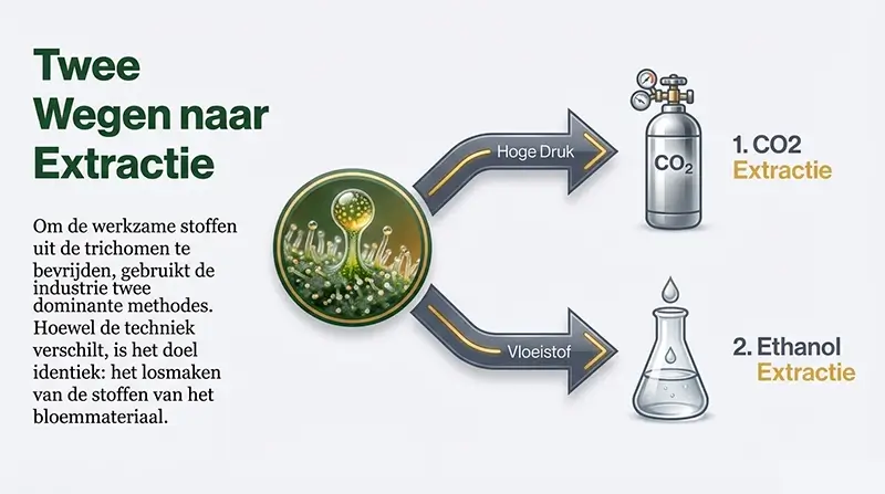 Extractie van cannabinoïden wanneer CBD olie wordt gemaakt