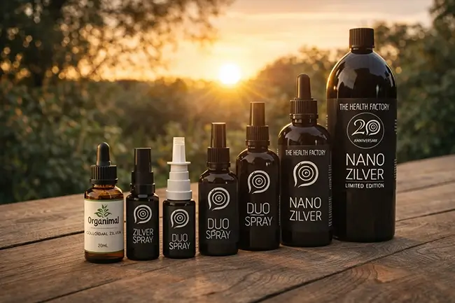 Verschillende vormen van zilverwater: spray, druppelflesje
