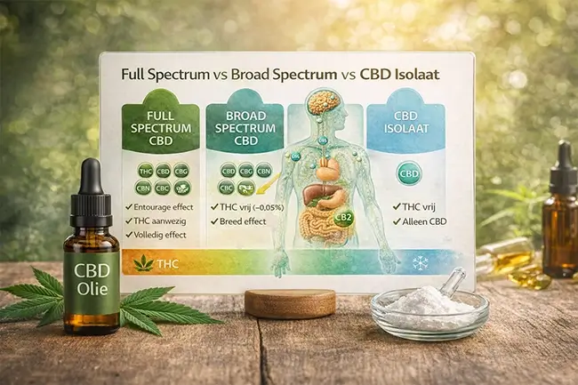 Vergelijking van full spectrum, broad spectrum en CBD isolaat en hun werking