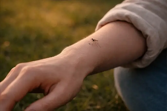 Insecten die op lichaamswarmte afkomen bij een persoon buiten