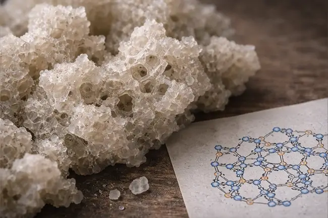 Vulkanisch mineraal kristalstructuur microscopisch uitvergroot