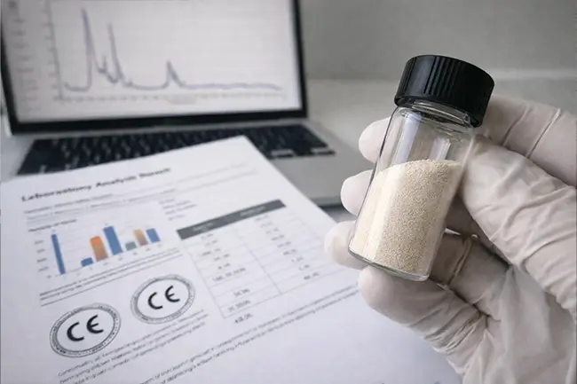 Laboratoriumanalyse van zeoliet-poeder met certificaat