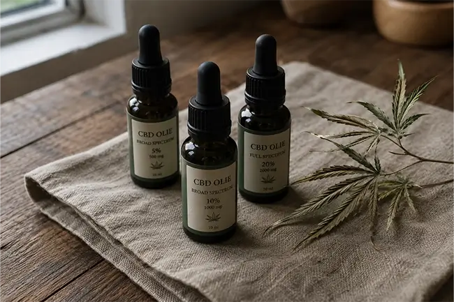 Beste cbd olie druppelflesjes op natuurlijke achtergrond