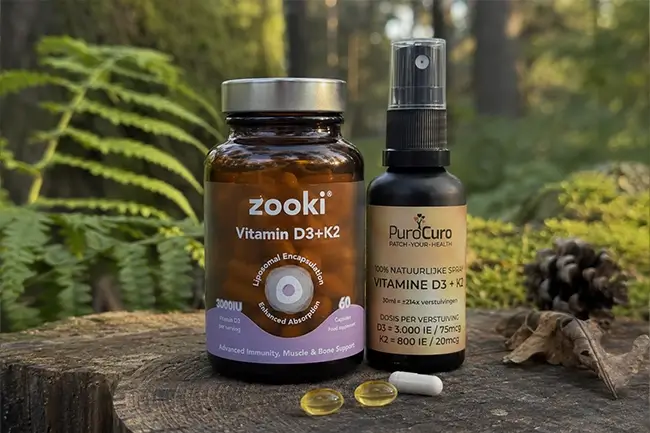 Beste vitamine D3 + K2 supplement met meetlepel en glas water