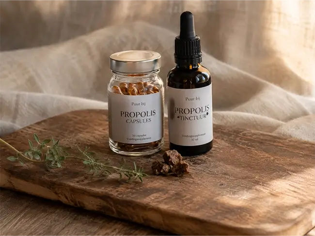 Propolis capsules en tinctuur voor de gezondheidsvoordelen van propolis