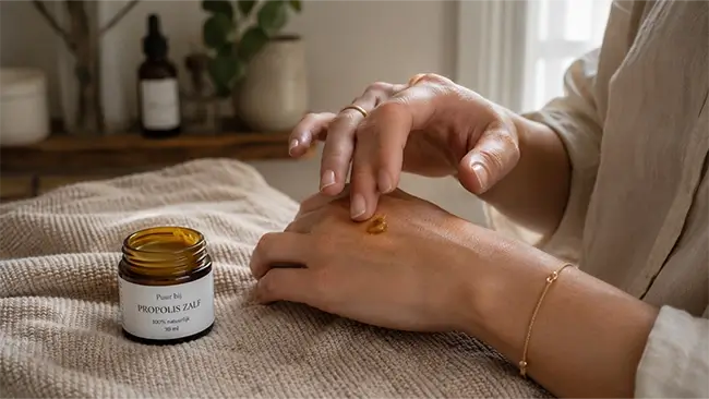 Propolis zalf voor de huid bij het dagelijkse gebruik van propolis