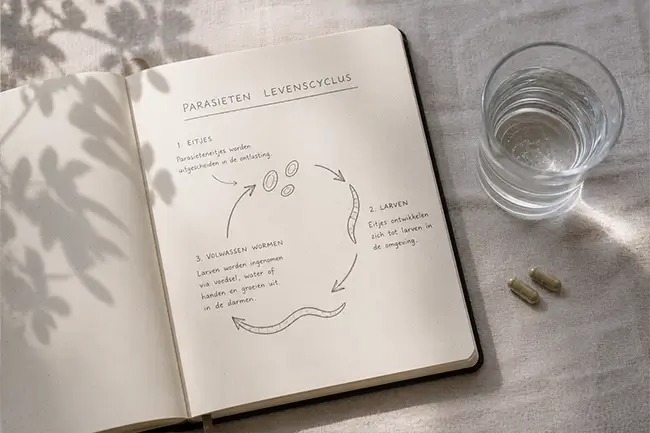 De levenscyclus van parasieten: eitjes, larven en volwassen wormen