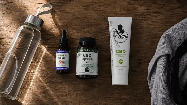 Selectie van CBD producten voor sport: olie, capsules en sportgel