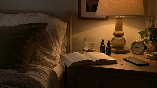 CBD en CBN naast telefoon voor bed