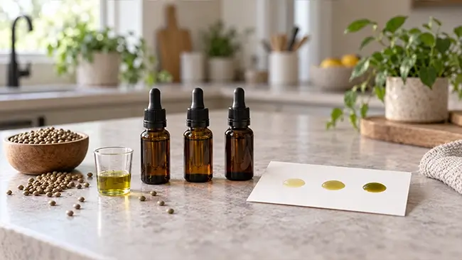 Verschillende soorten cannabidiol druppels naast elkaar