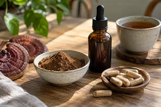 Reishi capsules, poeder en vloeibaar extract