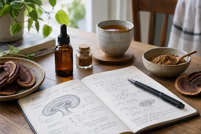 Reishi extract met onderzoeksnotities
