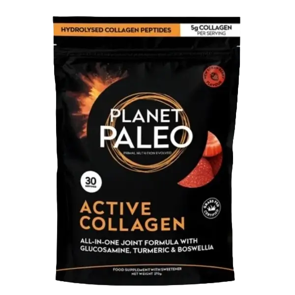Planet Paleo Active Collagen 270 gram – collageenpoeder met vitamine C en aardbeiensmaak