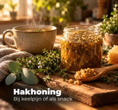 Pot hakhoning met tijm, eucalyptus en een kop thee