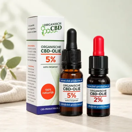 Flesje organische CBD olie met doosje en pipet