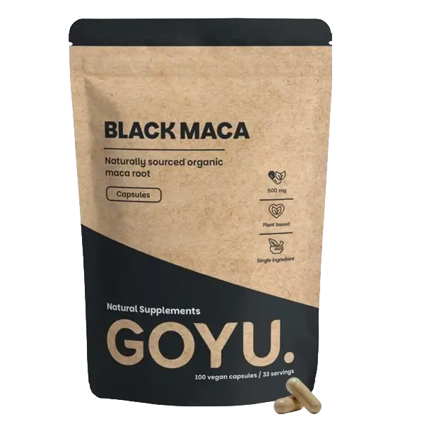 GOYU Zwarte Maca Capsules 500 mg biologisch – verpakking met 100 capsules